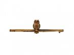 Antique two tone gold and emerald owl bar brooch