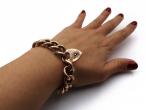 Antique 9kt rose gold textured curb bracelet with heart lock