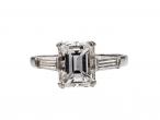 1920s platinum 1.70ct emerald cut diamond engagement ring