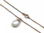 Antique Baroque Pearl & Diamond Pendant & Two Tone Gold Chain