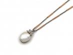 Antique Baroque Pearl & Diamond Pendant & Two Tone Gold Chain