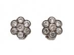 Edwardian diamond daisy cluster earrings in platinum and white gold