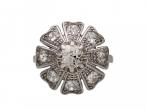 1960s diamond vertical floral cluster ring in platinum