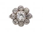 French diamond floral cluster ring in 18kt white gold and platinum