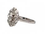 French diamond floral cluster ring in 18kt white gold and platinum