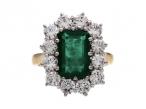 Vintage emerald and diamond coronet cluster ring