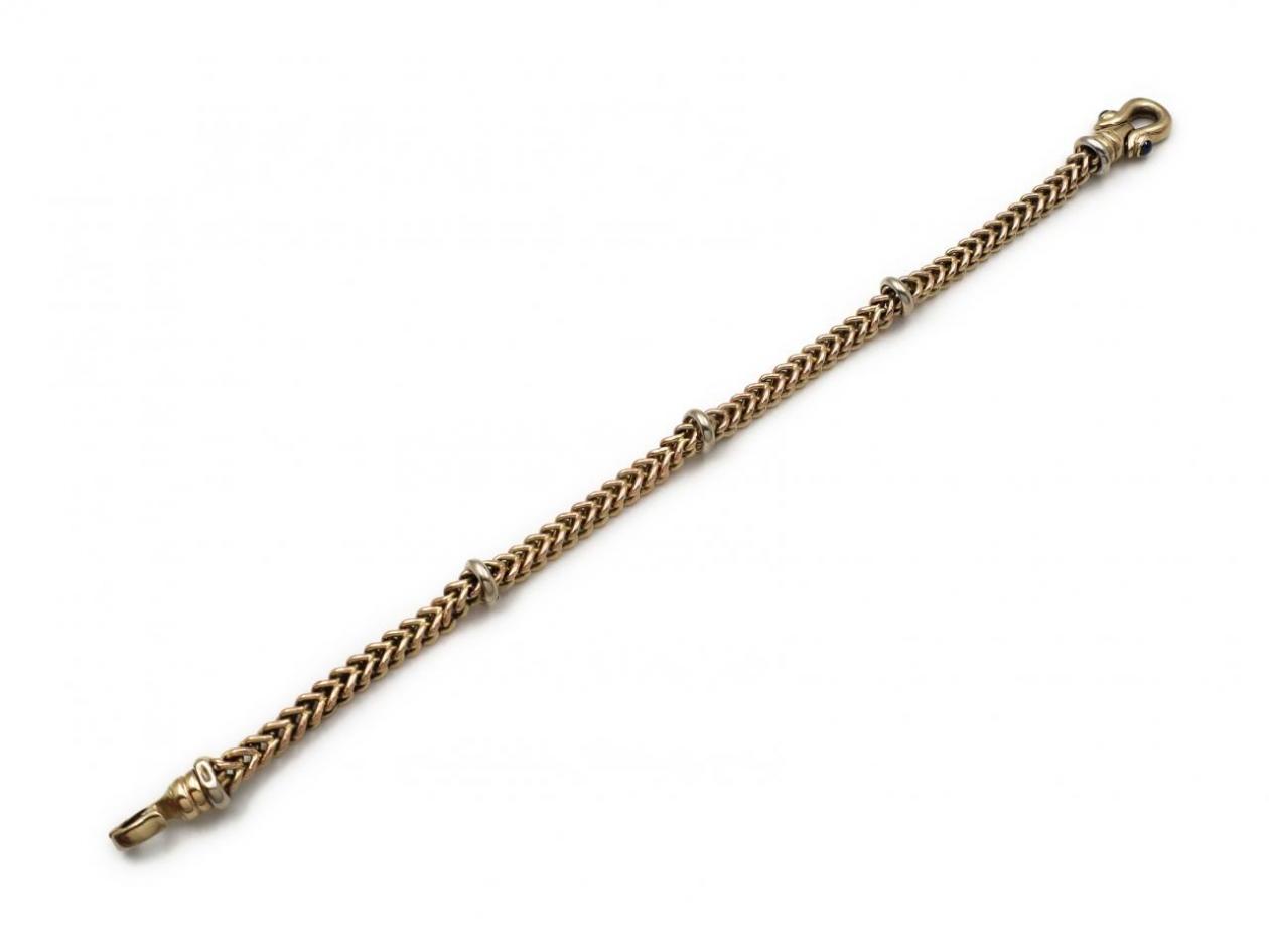 Vintage herringbone 9kt yellow gold and white gold bracelet