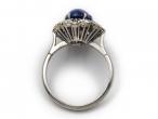 1960s sapphire and diamond vertical cluster ring in 18kt white gold