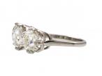Three stone cushion shape Old Mine cut diamond ring