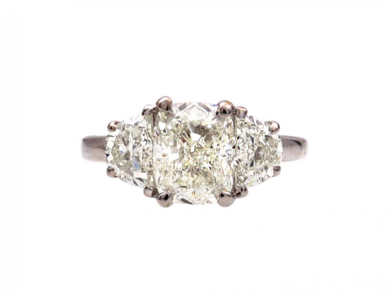 2.01ct Cushion Cut Diamond Three Stone Engagement Ring