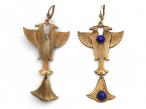 1920s Egyptian Revival Lapis Lazuli & Plated Steel Falcon Earrings