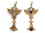 1920s Egyptian Revival Lapis Lazuli & Plated Steel Falcon Earrings