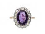 Edwardian fancy purple sapphire and diamond cluster ring
