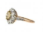 Antique fancy yellow diamond coronet cluster ring in gold