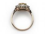Antique fancy yellow diamond coronet cluster ring in gold