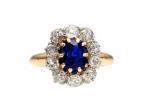 Belle Epoque French sapphire and diamond coronet cluster ring