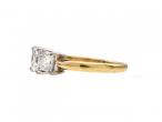 Three stone square princess cut diamond ring in gold