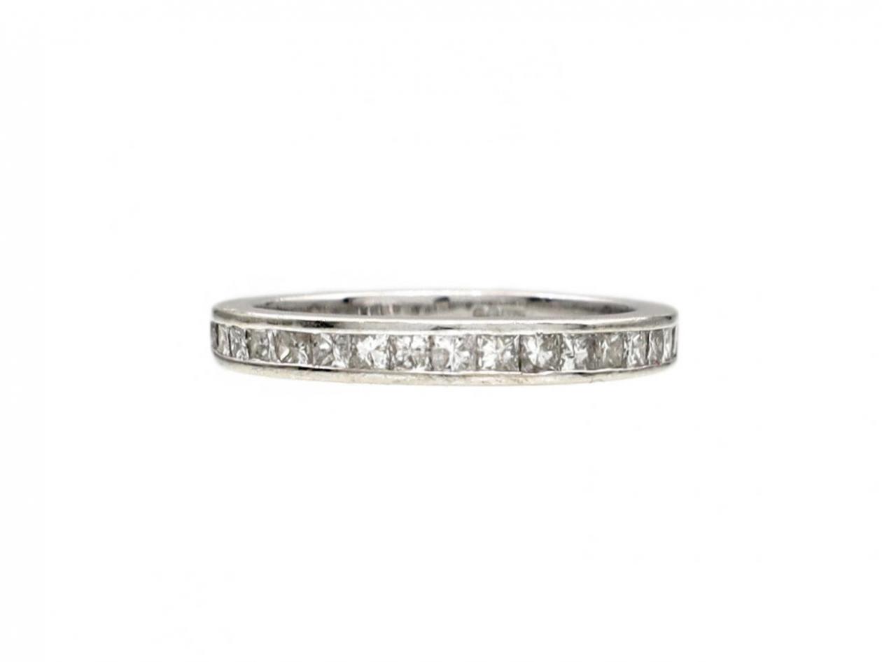 9kt white gold channel set princess cut diamond half eternity ring