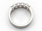 Five stone radiant cut diamond ring in 18kt white gold