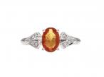 0.90ct fancy orange sapphire and diamond solitaire ring