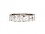18kt white gold and diamond emerald cut seven stone ring