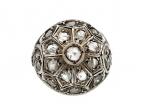 1920s platinum and rose cut diamond snowflake bombé ring