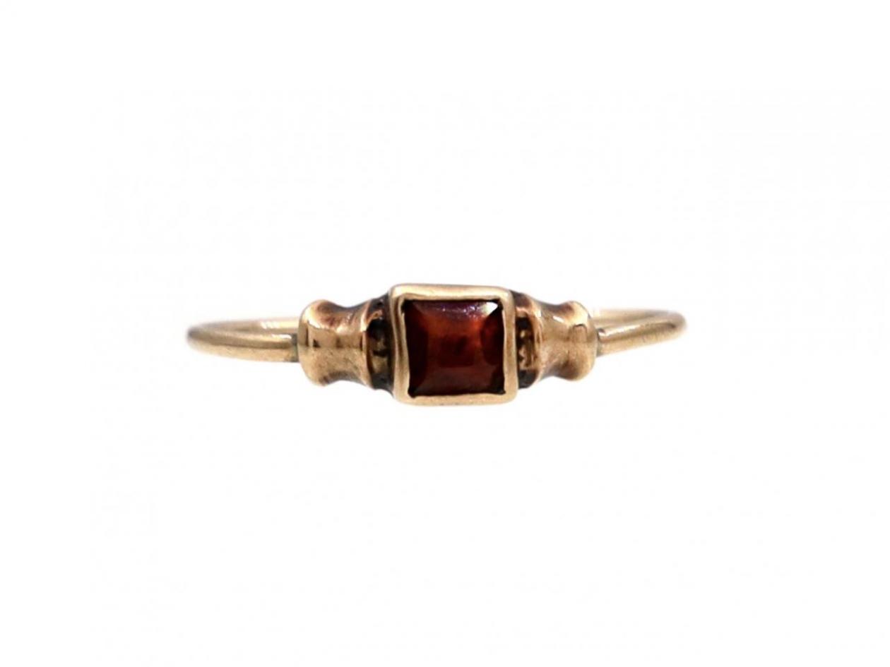 Vintage German square garnet dress ring in 8kt gold