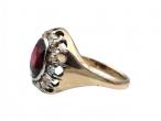 Antique garnet and diamond oval cluster ring in 18kt yellow gold