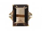 1970s smokey quartz dress ring in 14kt yellow gold