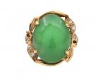 1960s jade and diamond dress ring in 18kt yellow gold