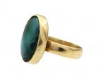 Chrysocolla oval dress ring in yellow gold