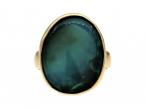 Chrysocolla oval dress ring in yellow gold