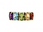 Amethyst, topaz, peridot, citrine and garnet five stone ring