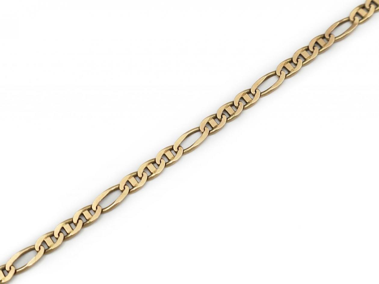9kt yellow gold vintage Figaro and anchor link bracelet