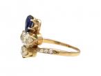 Antique diamond and sapphire duchess cluster ring in gold