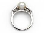 Art Deco natural pearl and diamond solitaire ring in platinum