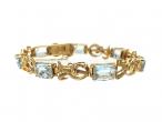 Vintage 18kt yellow gold and aquamarine bracelet