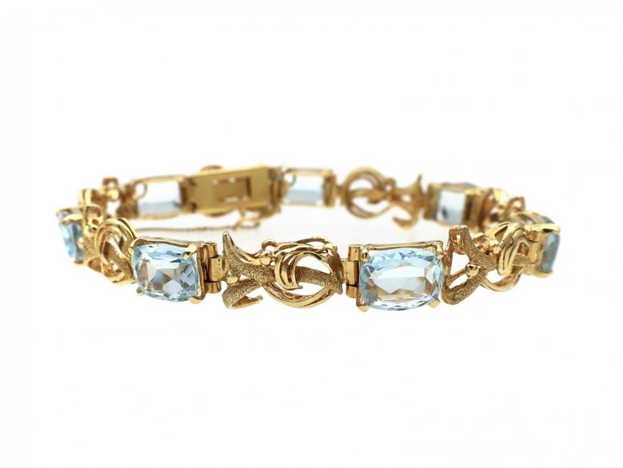Vintage 18kt yellow gold and aquamarine bracelet