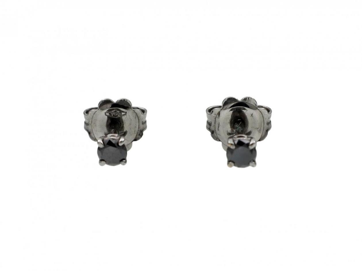 Black diamond and 18kt white gold stud earrings