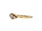 1930s diamond three stone twist ring in 18kt yellow gold