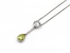 Contemporary diamond and fancy green diamond drop pendant