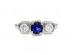 Art Deco style sapphire and diamond three stone ring
