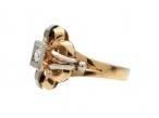 1940s two tone 18kt gold and diamond cocktail ring