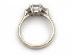 Aquamarine and trillion diamond three stone ring in white gold