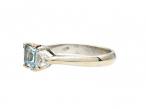 Aquamarine and trillion diamond three stone ring in white gold