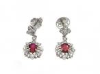 18kt white gold ruby and diamond floral drop earrings