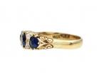 Victorian sapphire and diamond three stone carved ring