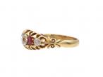 Victorian diamond and ruby five stone ring in 18kt gold