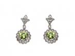 Peridot and diamond floral drop earrings