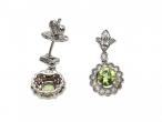Peridot and diamond floral drop earrings